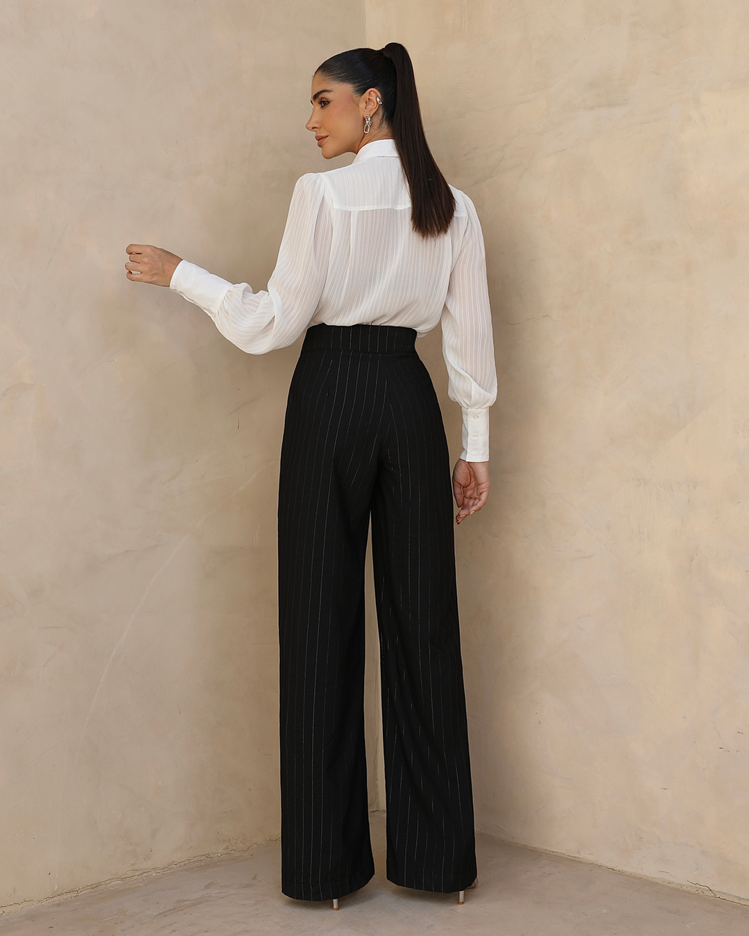 Miss Misses - Pants Miss Misses Black Pinstripe Pantalone - 54218PRETO