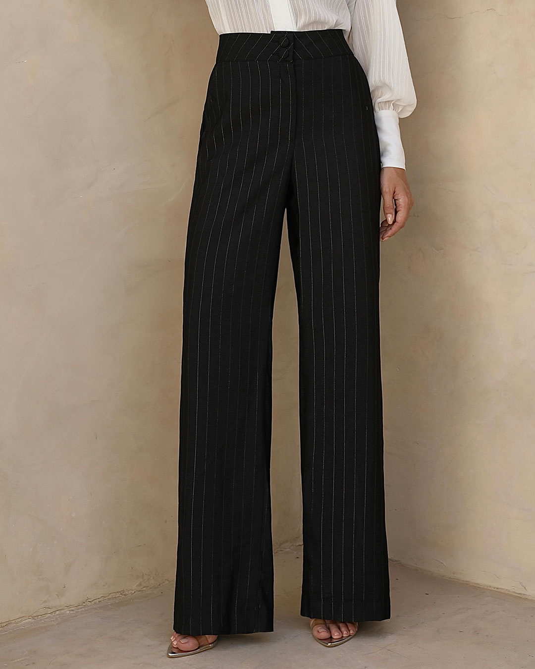 Miss Misses - Pants Miss Misses Black Pinstripe Pantalone - 54218PRETO