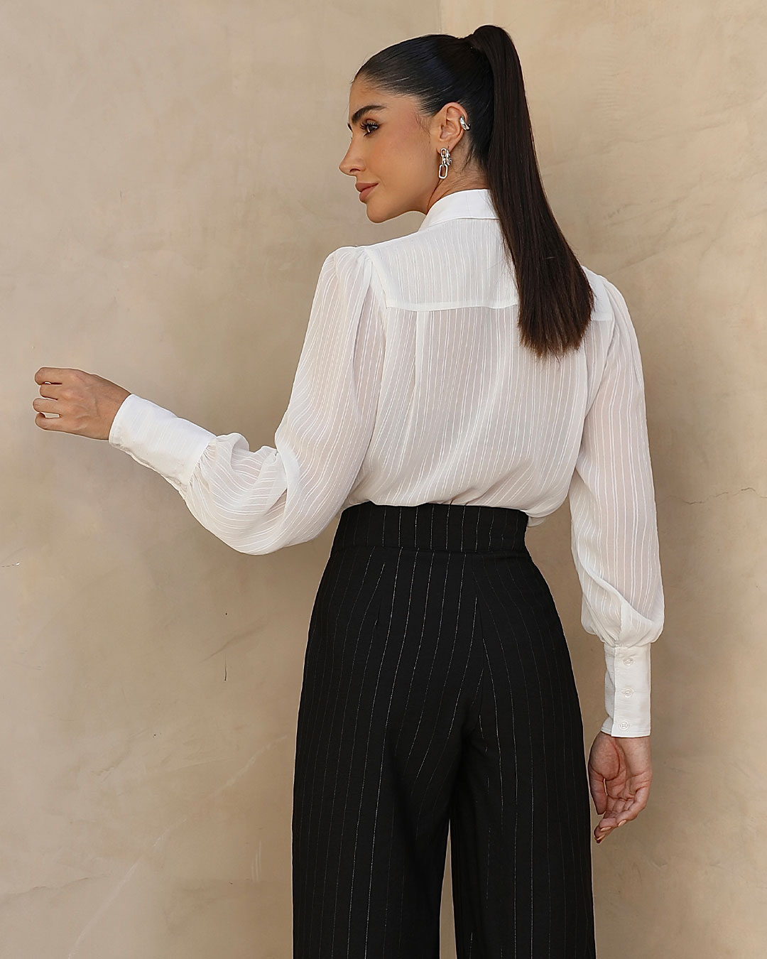 Miss Misses - Pants Miss Misses Black Pinstripe Pantalone - 54218PRETO