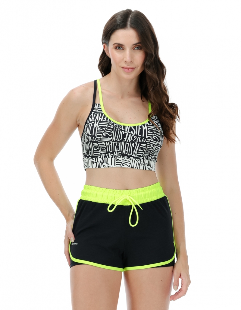 Vestem - Conjunto Top e Shorts Luiza Logom. Mini Preto e Branco - CJ38.E1102