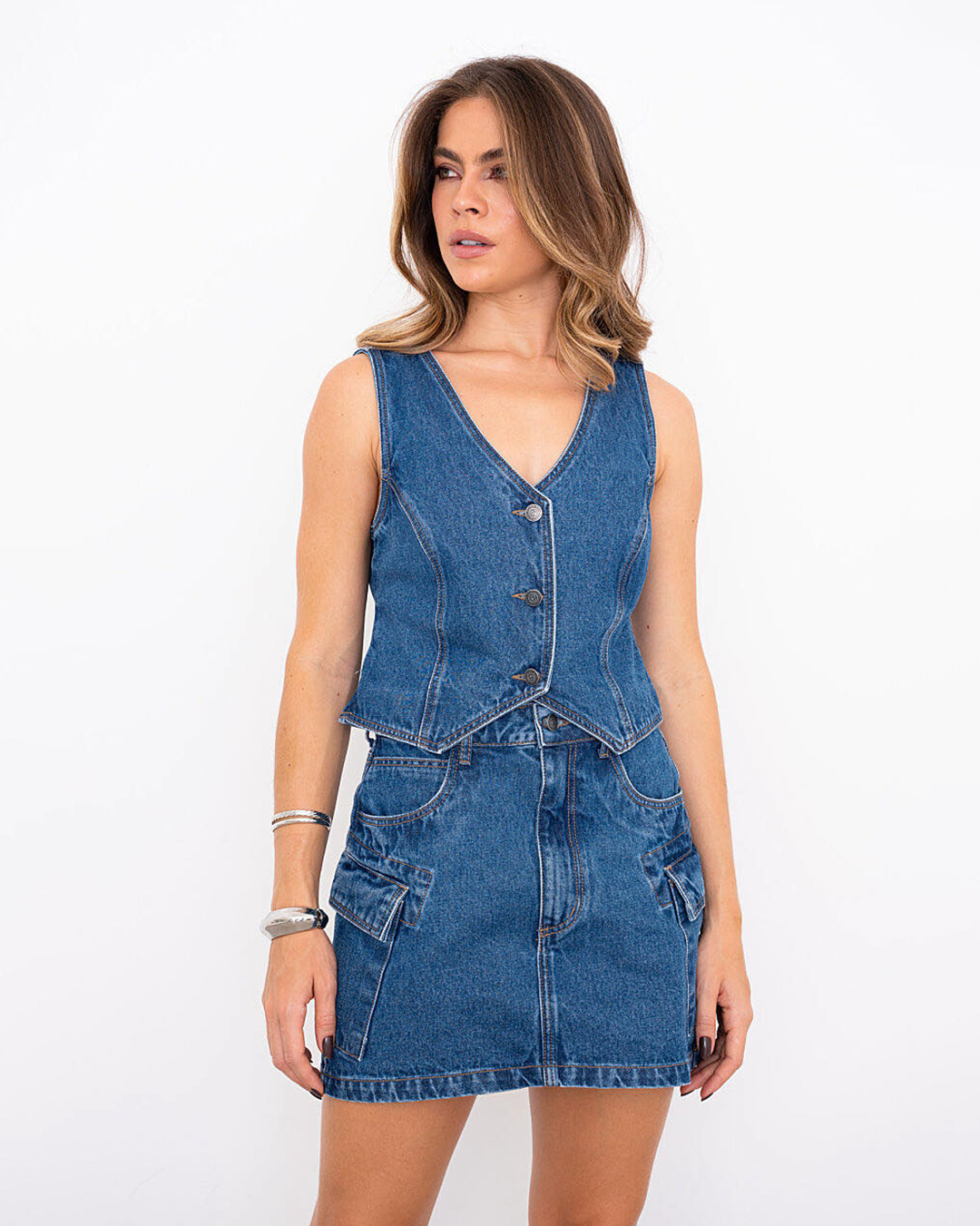 Alcance Jeans - Medium Blue Jeans Reach Vest - 08178AZME