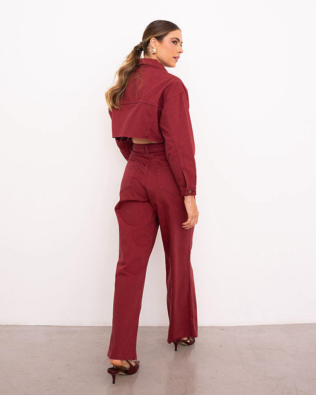 Alcance Jeans - Pants Reach Jeans Wide Leg Bordo - 08152BORDO