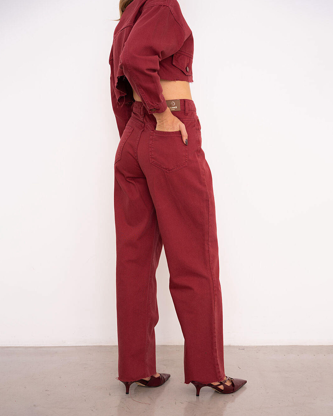 Alcance Jeans - Pants Reach Jeans Wide Leg Bordo - 08152BORDO