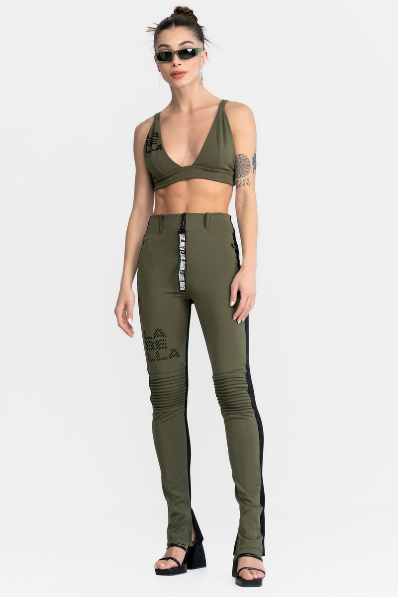 Labellamafia - Labellamafia Black and Green Streetwear Pants - 32464