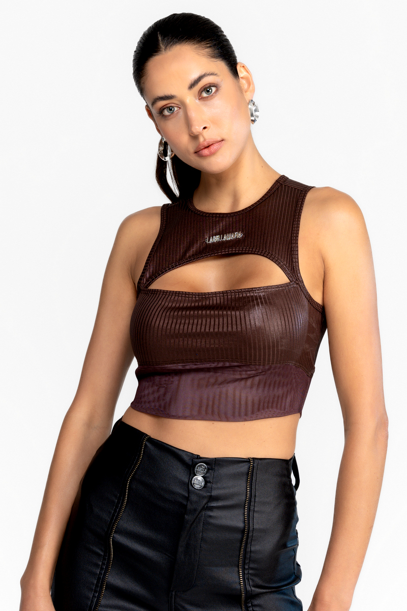 Labellamafia - Labellamafia Brown Evening Top - 32482