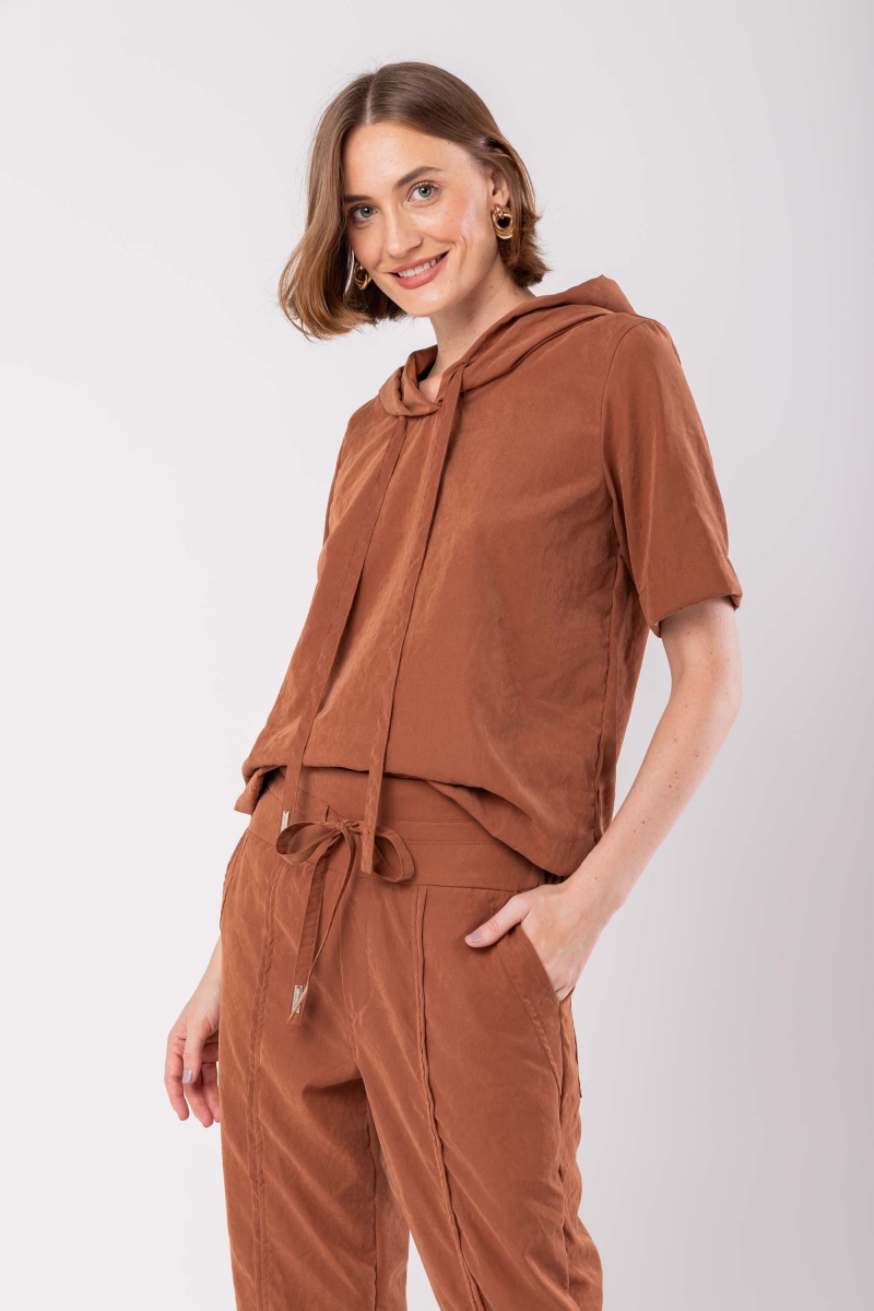 Hidrogênio - BROWN HOODED BLOUSE - 19941031