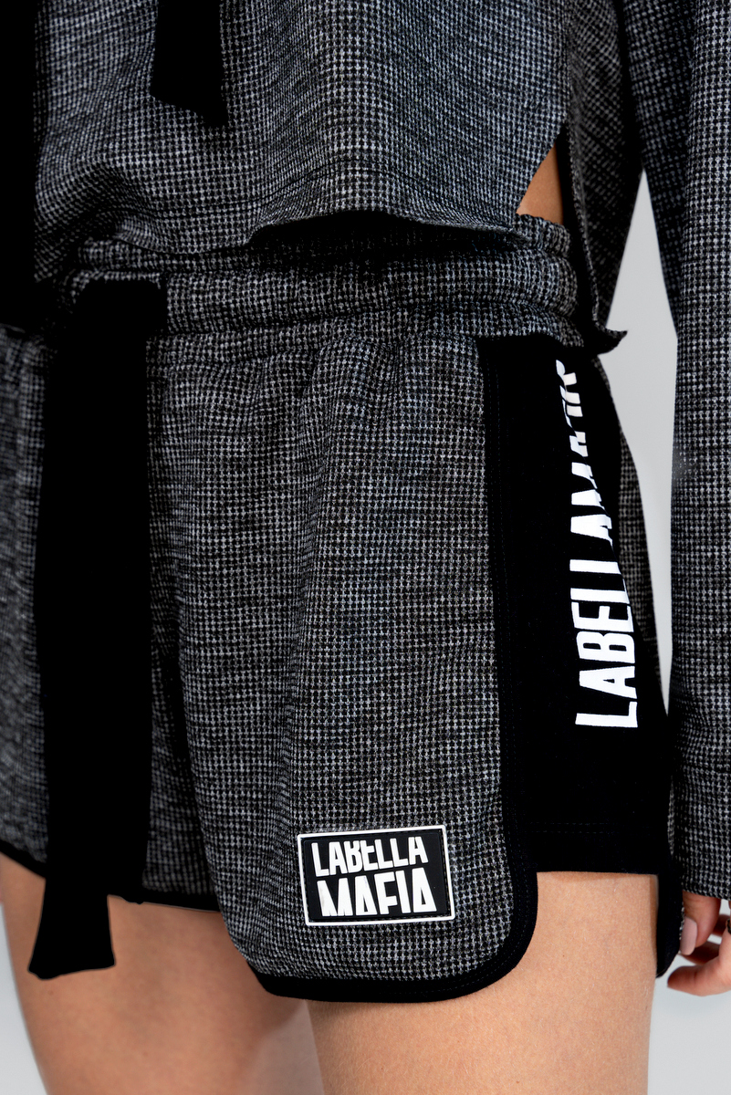 Labellamafia - Labellamafia Gray Shirt Blouse and Shorts Sets Set - 32562