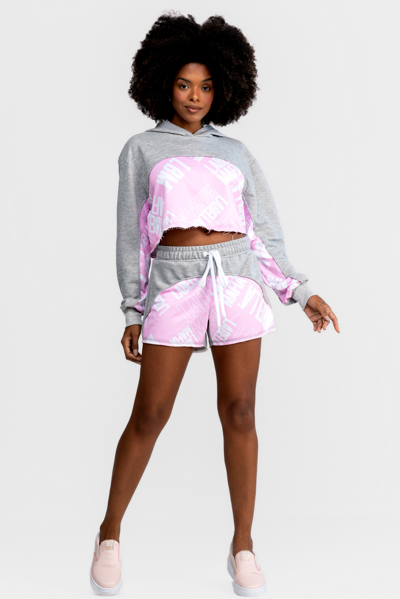 Labellamafia - Set Shirt Blouse and Shorts Mixed Labellamafia Sets - 32438