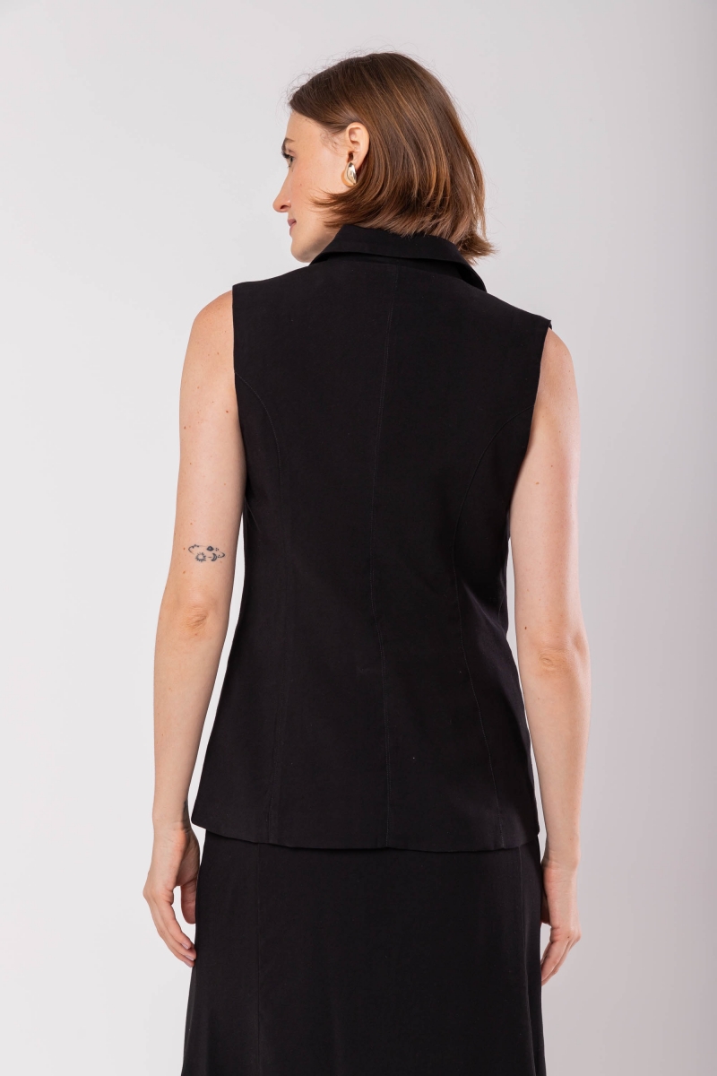 Hidrogênio - BLACK LINED TAILORING VEST - 19983001