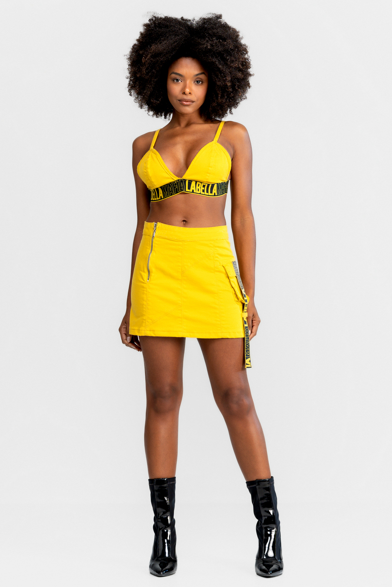 Labellamafia - Labellamafia Yellow Jeans Skirt - 31412