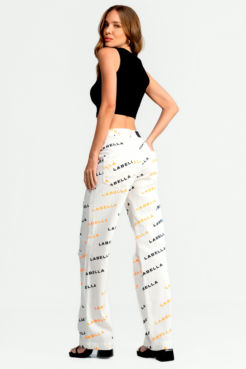 Labellamafia - Labellamafia Printed Jeans Pants - 31626