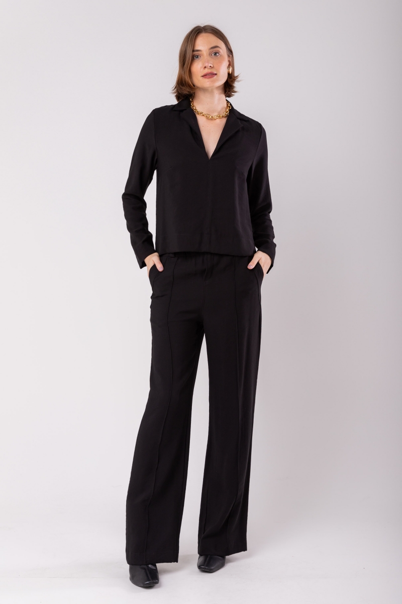 Hidrogênio - ROSEANE STRAIGHT TROUSERS BLACK - 19956001