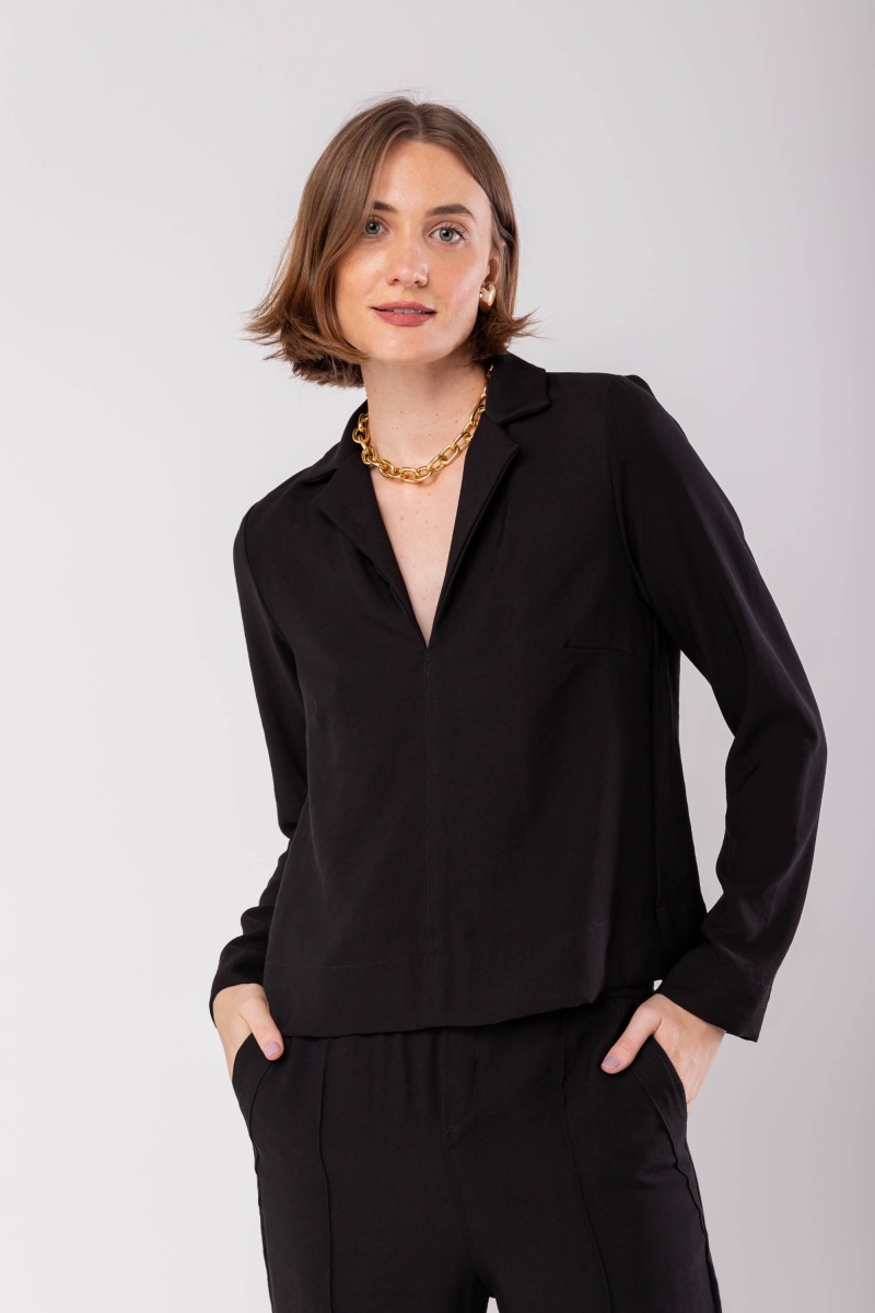 Hidrogênio - LONG SLEEVE BLOUSE WITH BLACK NECK - 19955001