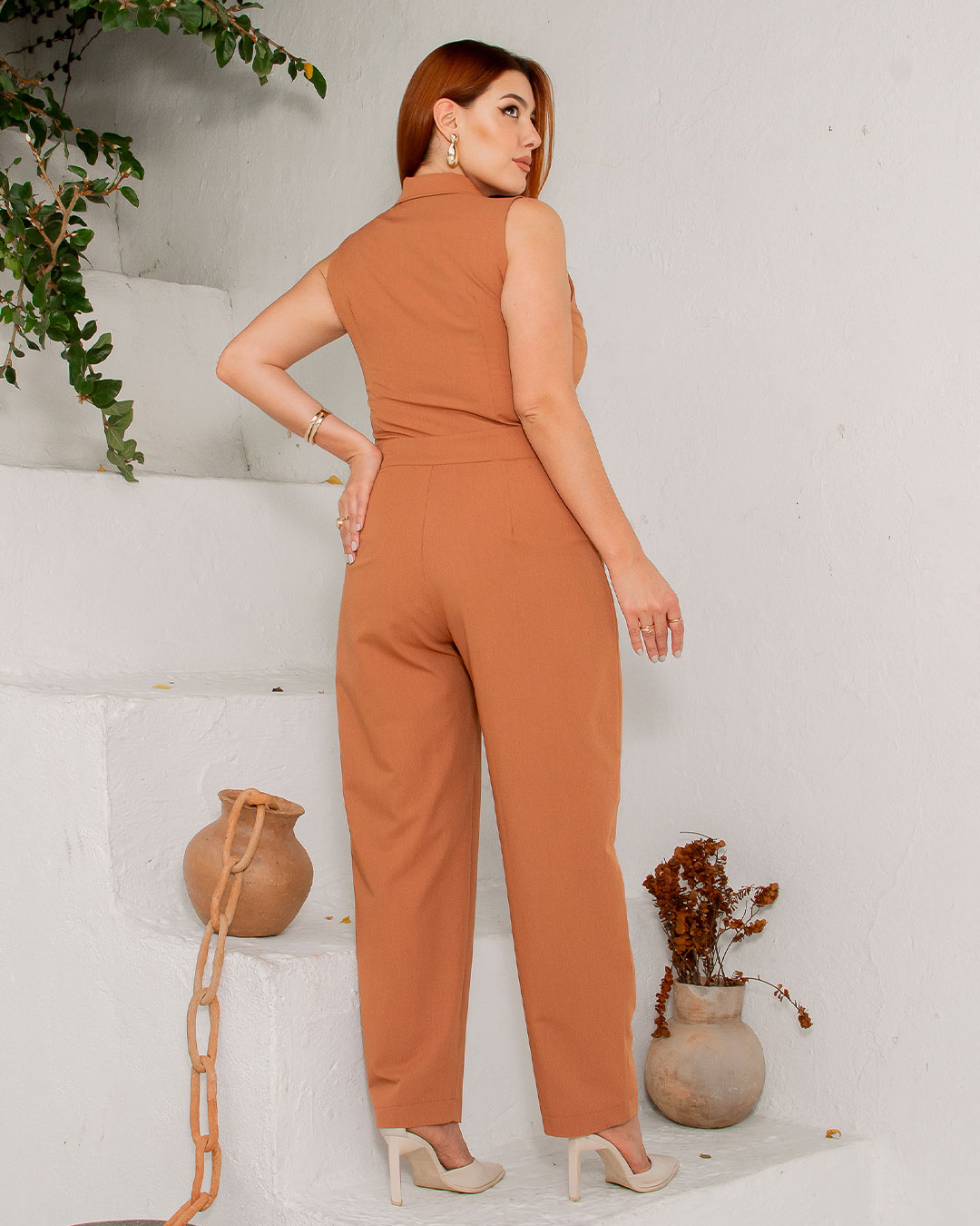 Miss Misses - Jumpsuit Miss Misses Lapel Detail and Caramel Button - 54242134