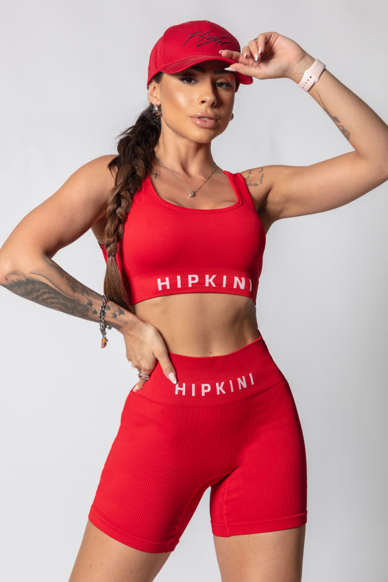 Hipkini - JTC Seamless Red Ribbed Shorts - 33330529