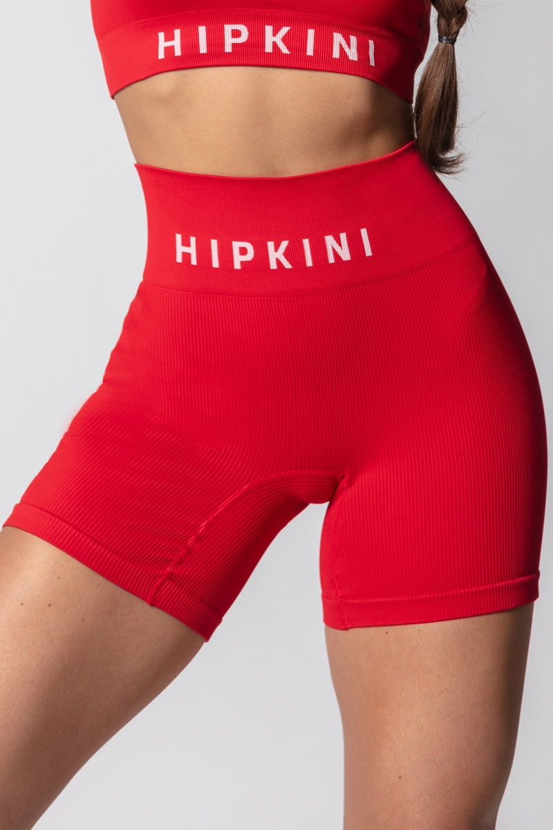 Hipkini - JTC Seamless Red Ribbed Shorts - 33330529