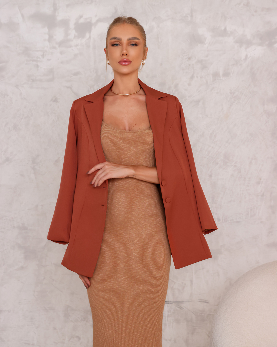 Dot Clothing - Blazer Dot Clothing Alfaiataria Marrom - 2269MARROM