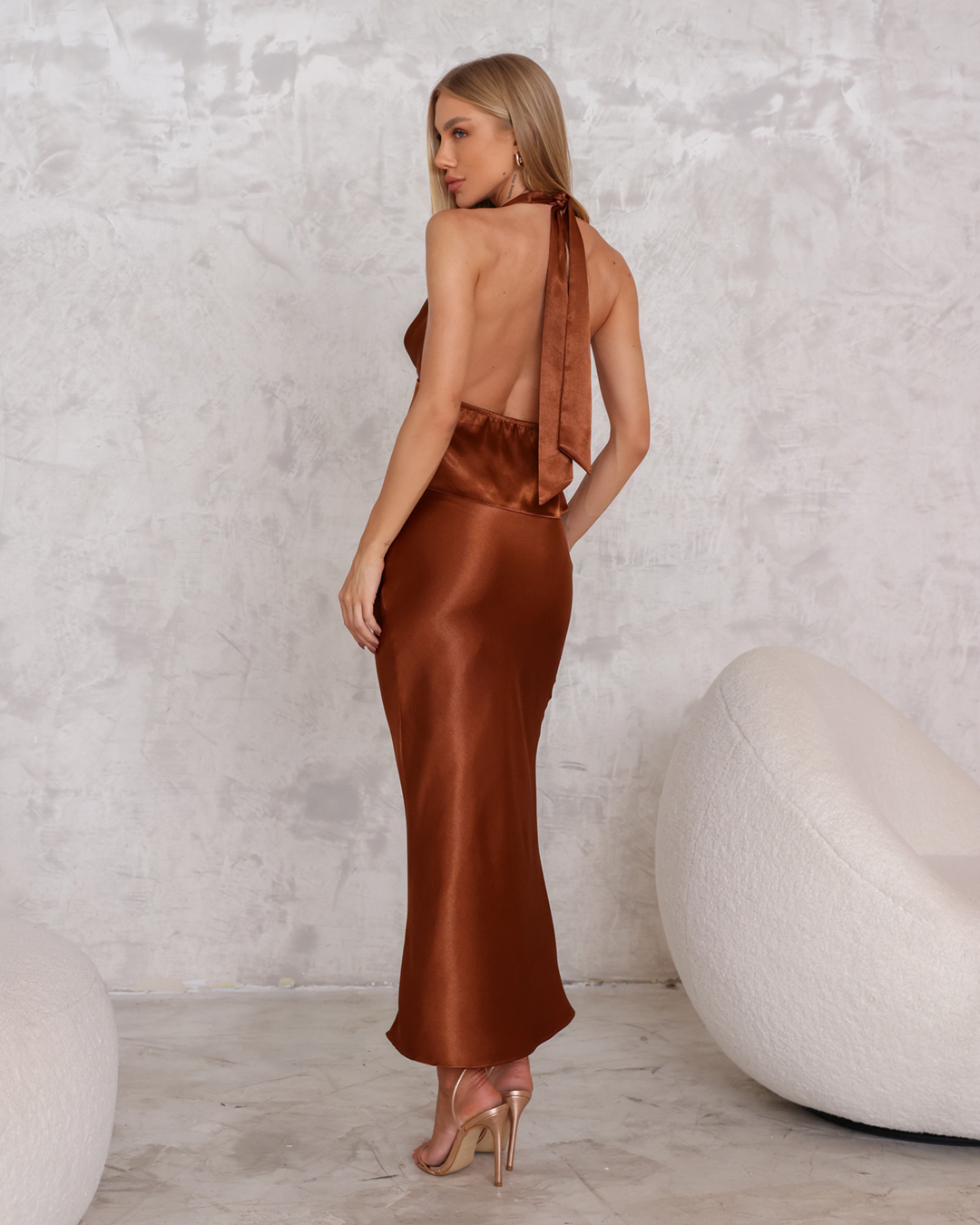 Dot Clothing - Set Dot Clothing Skirt Long Satin Brown - 2315MARROM