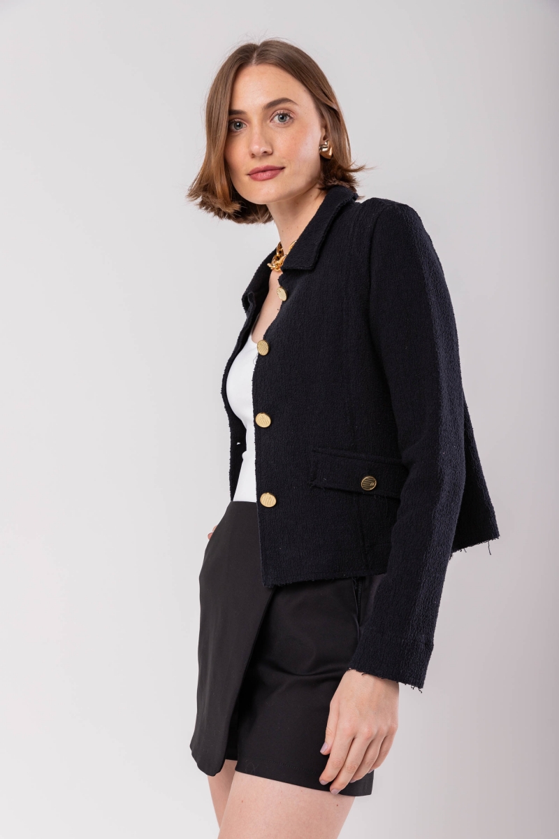 Hidrogênio - THREAD JACKET WITH LAPEL AND BUTTONS BLACK - 19957001