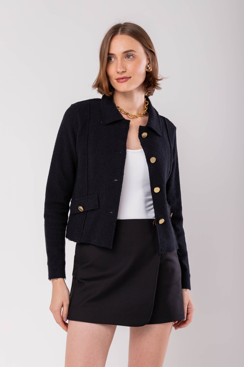 Hidrogênio - THREAD JACKET WITH LAPEL AND BUTTONS BLACK - 19957001