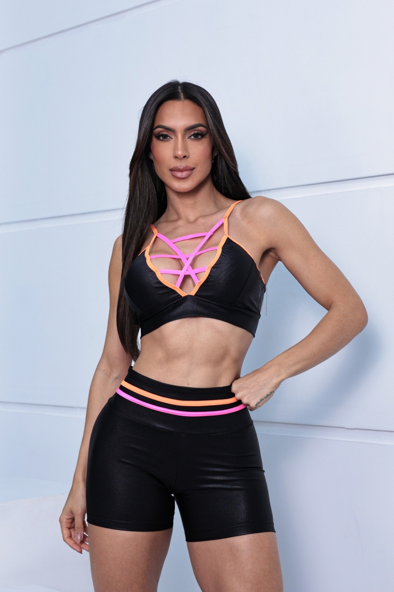 Canoan - Sweet Black Orange and Pink Shorts - 01808