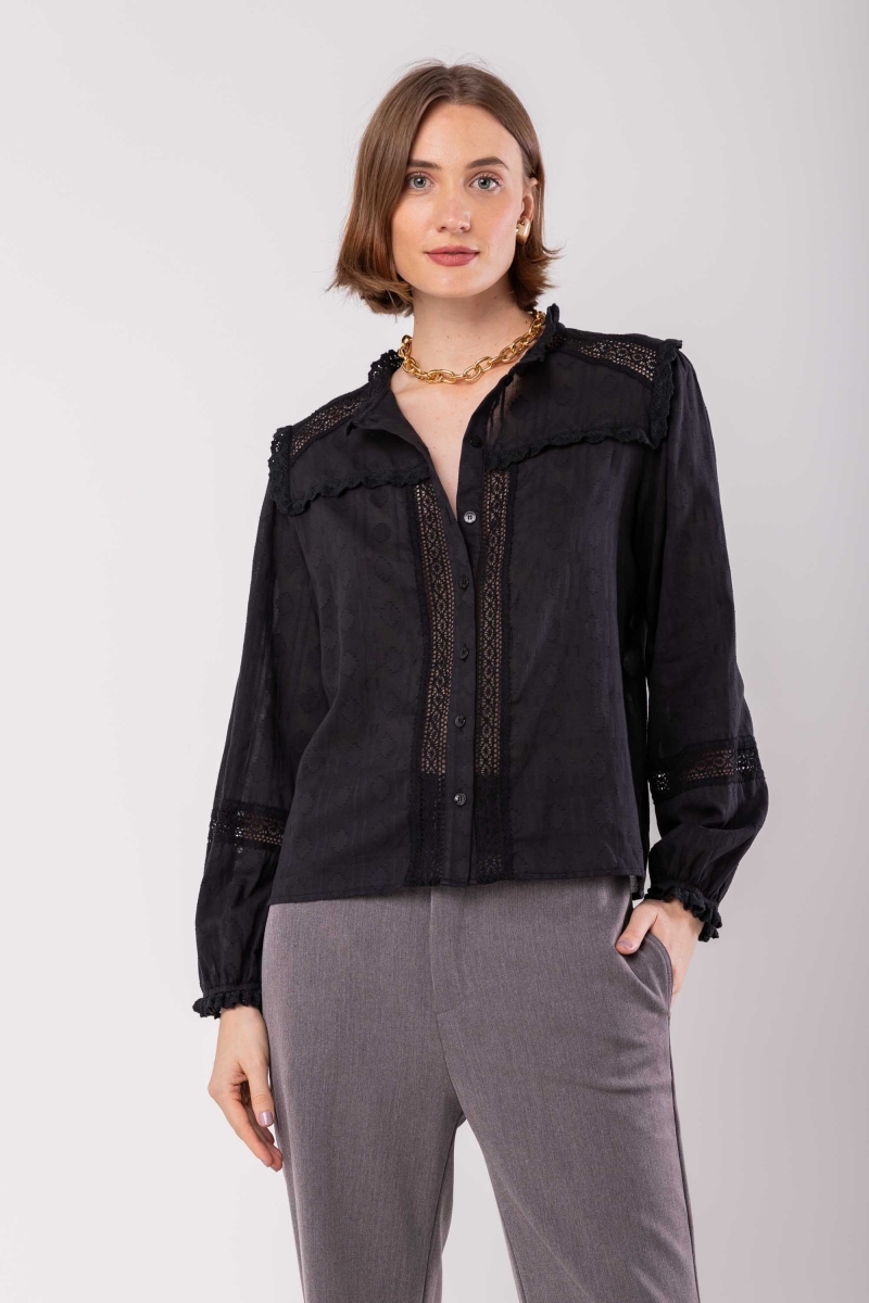 Hidrogênio - BOHO BLOUSE WITH LACE BLACK - 19951001