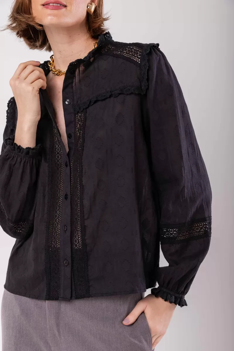 Hidrogênio - BOHO BLOUSE WITH LACE BLACK - 19951001 Hidrogênio - BOHO BLOUSE WITH LACE BLACK - 19951001