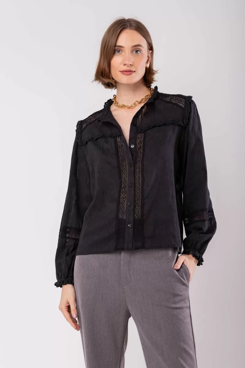 Hidrogênio - BOHO BLOUSE WITH LACE BLACK - 19951001 Hidrogênio - BOHO BLOUSE WITH LACE BLACK - 19951001