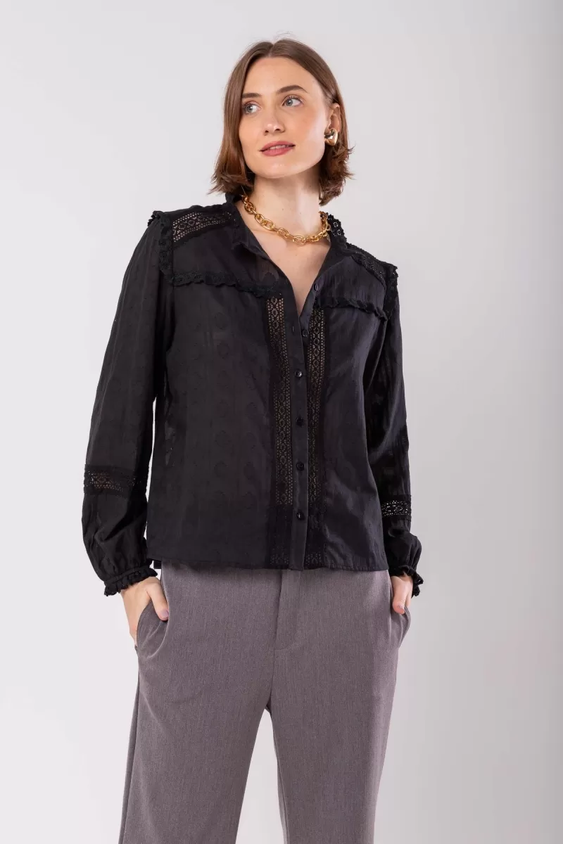 Hidrogênio - BOHO BLOUSE WITH LACE BLACK - 19951001 Hidrogênio - BOHO BLOUSE WITH LACE BLACK - 19951001