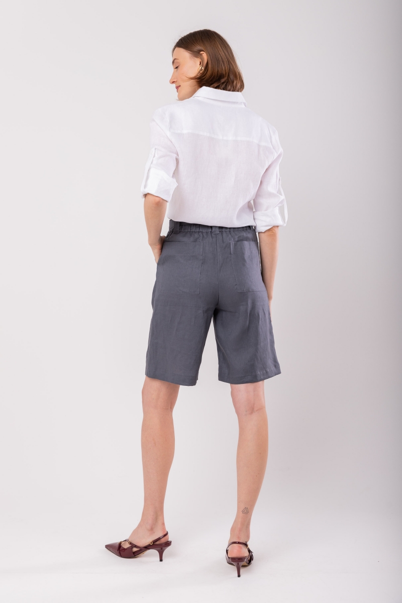 Hidrogênio - GRAY LINEN BERMUDA WITH BELT - 19978030