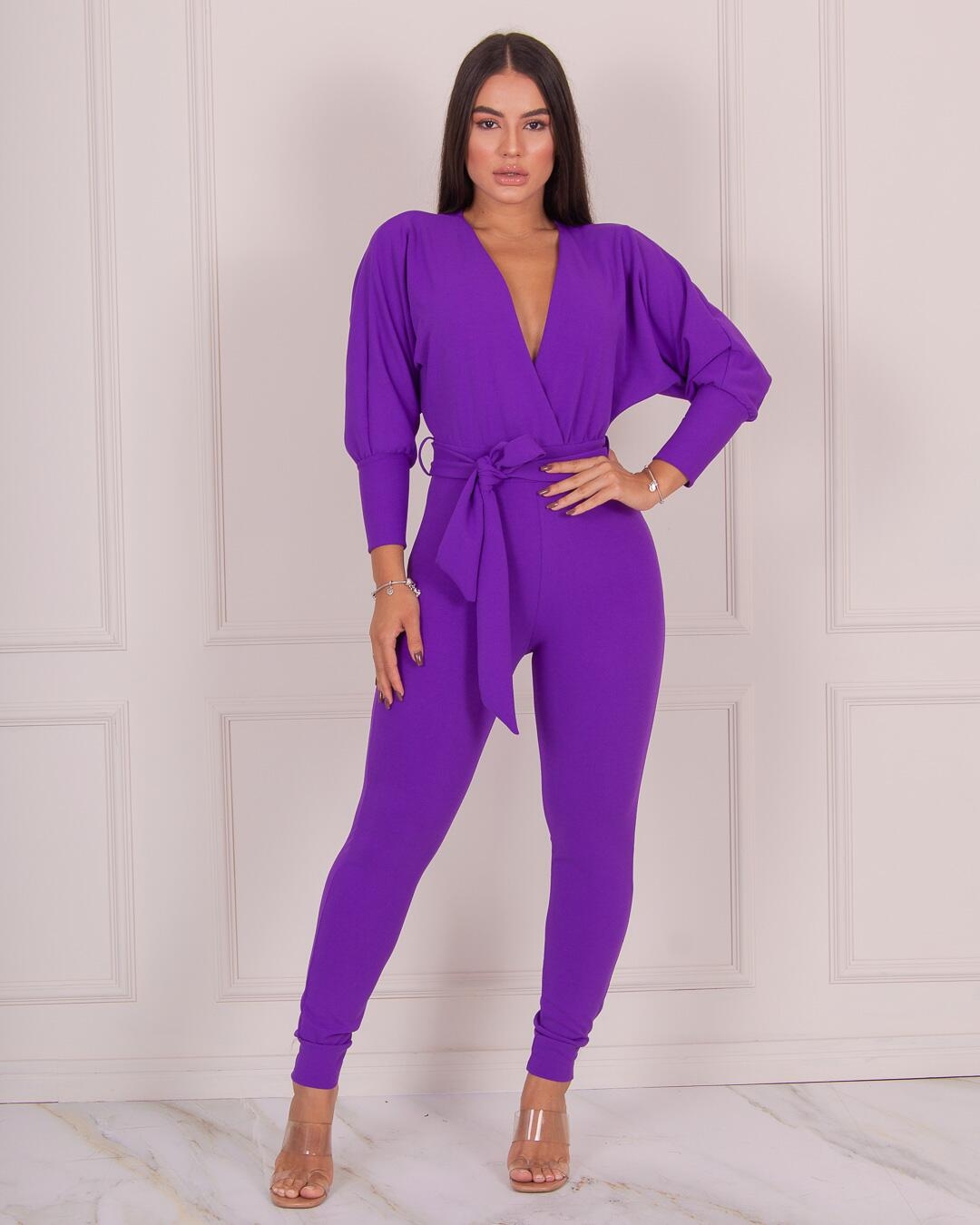 Miss Misses - Miss Misses Skinny Jumpsuit with Bare Back Purple - 18456ROXO