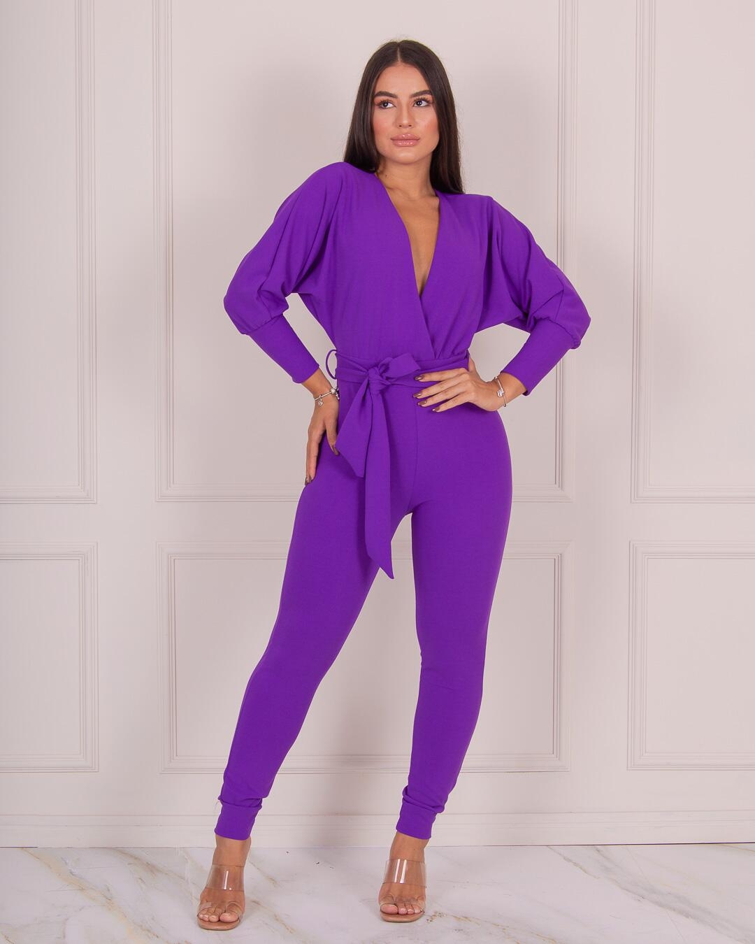 Miss Misses - Miss Misses Skinny Jumpsuit with Bare Back Purple - 18456ROXO