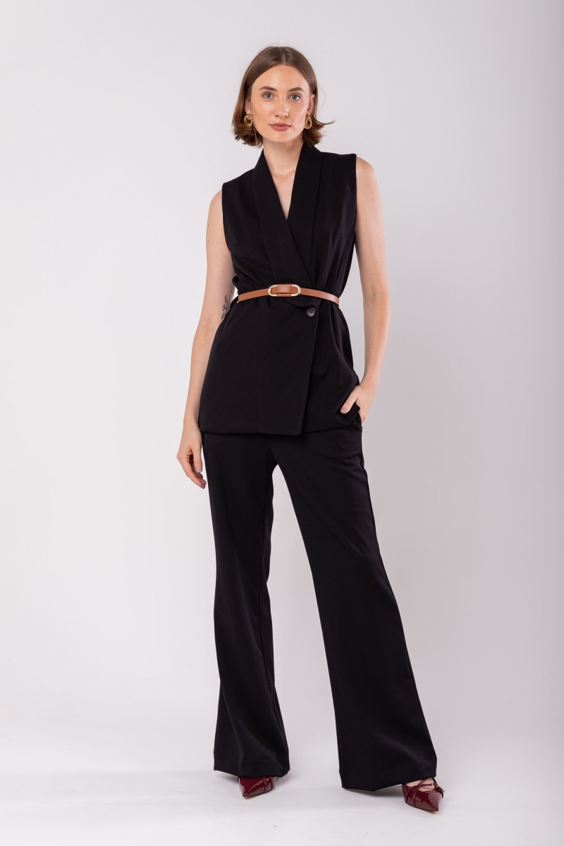 Hidrogênio - BLACK PEONIA STRAIGHT TROUSERS - 19909001