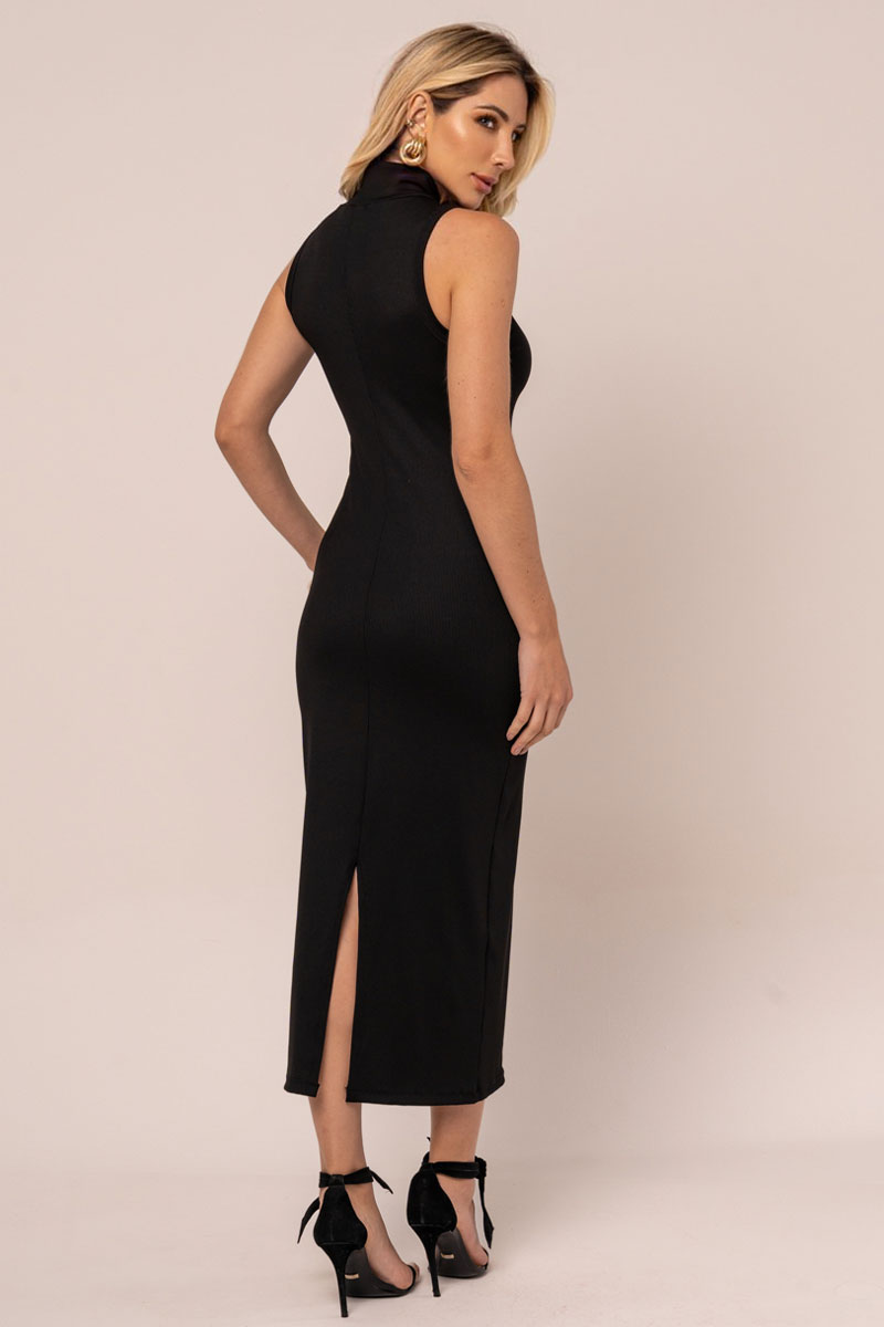 Miss Misses - Dress Miss Misses Ribbed High Neck Wrap Black - 54286001