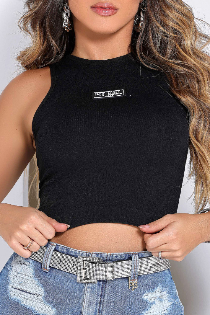 Pit Bull Jeans - Black Pit Bull Crop Top - 83810