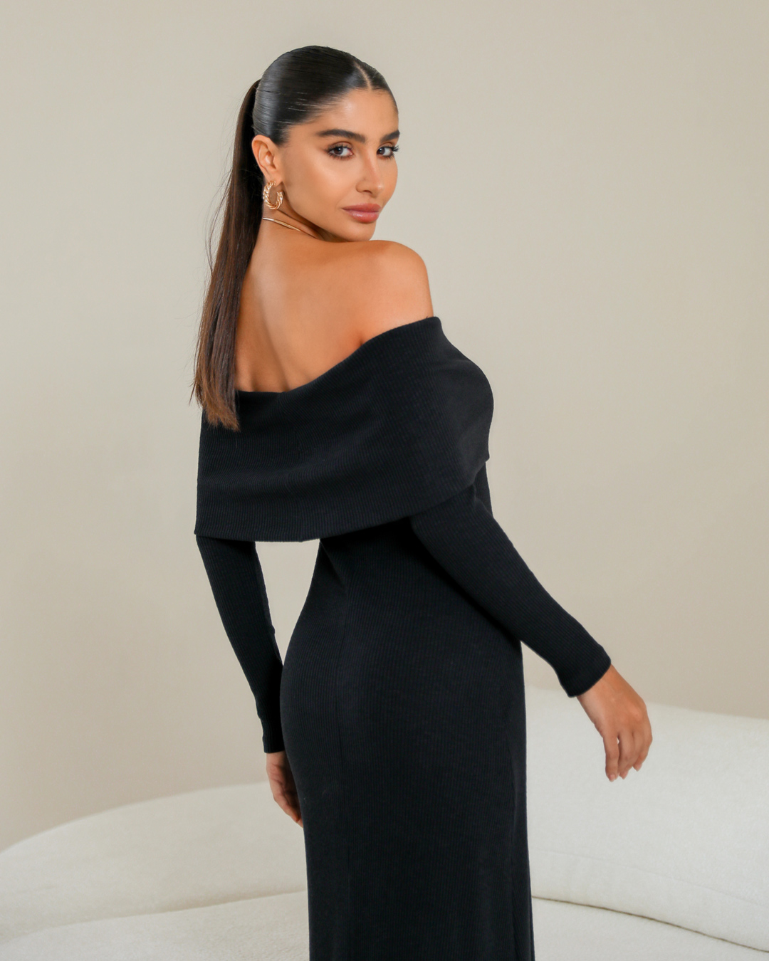 Dot Clothing - Dress Dot Clothing Long Shoulder to Shoulder Black - 2345PRETO