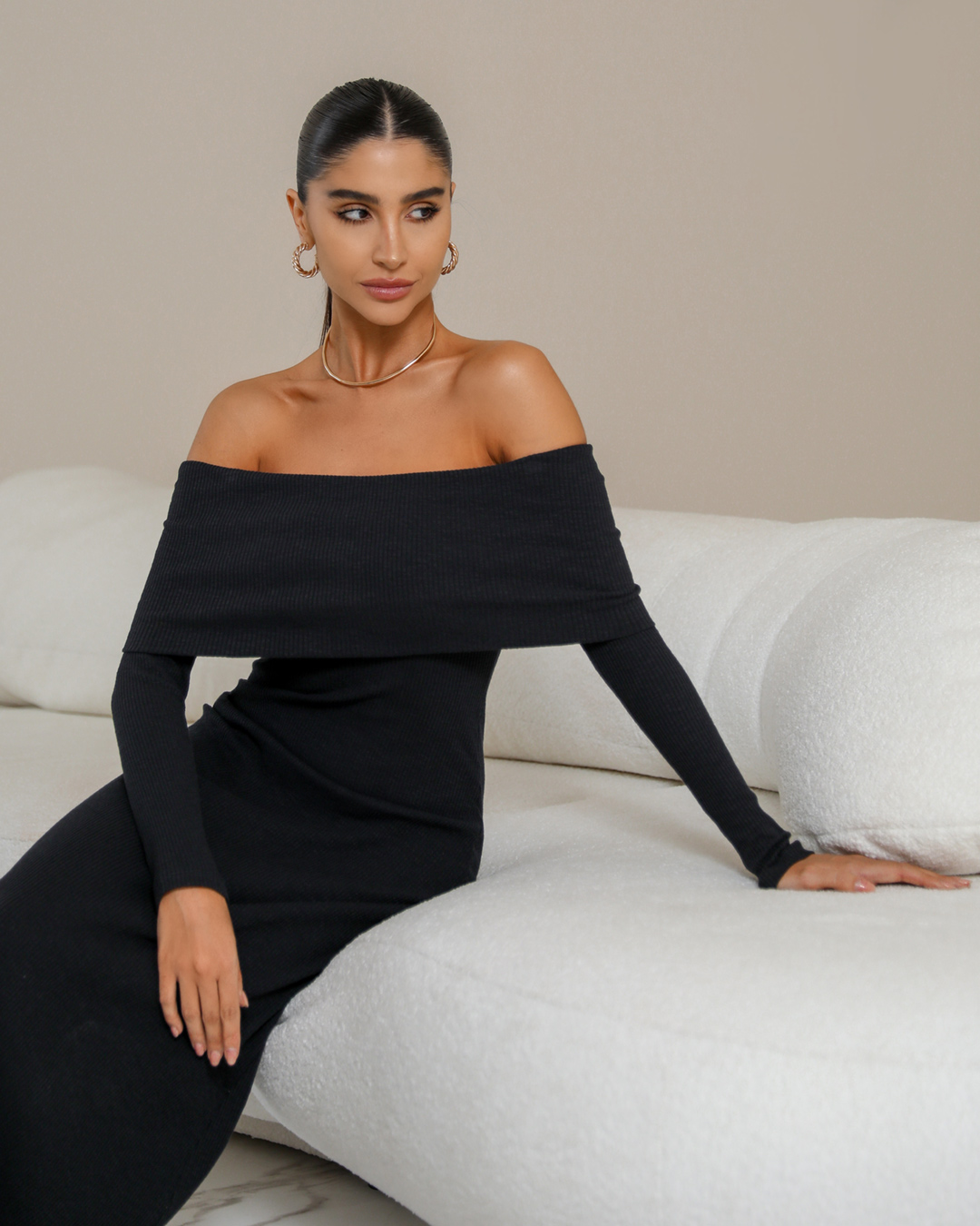 Dot Clothing - Dress Dot Clothing Long Shoulder to Shoulder Black - 2345PRETO