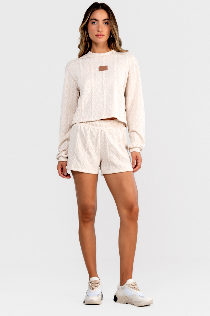 Labellamafia - Conjunto Blusa e Shorts Jacquard Bege Labellamafia - 32893