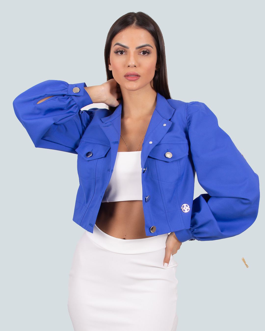 Miss Misses - Miss Misses Jacket with Blue Puff Sleeve - 18610AZUL