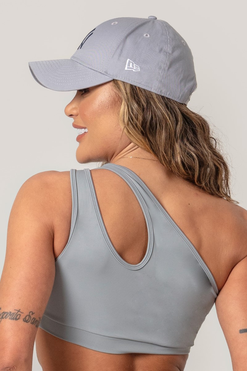 Hipkini - Gray One Shoulder Workout Top - 33330553