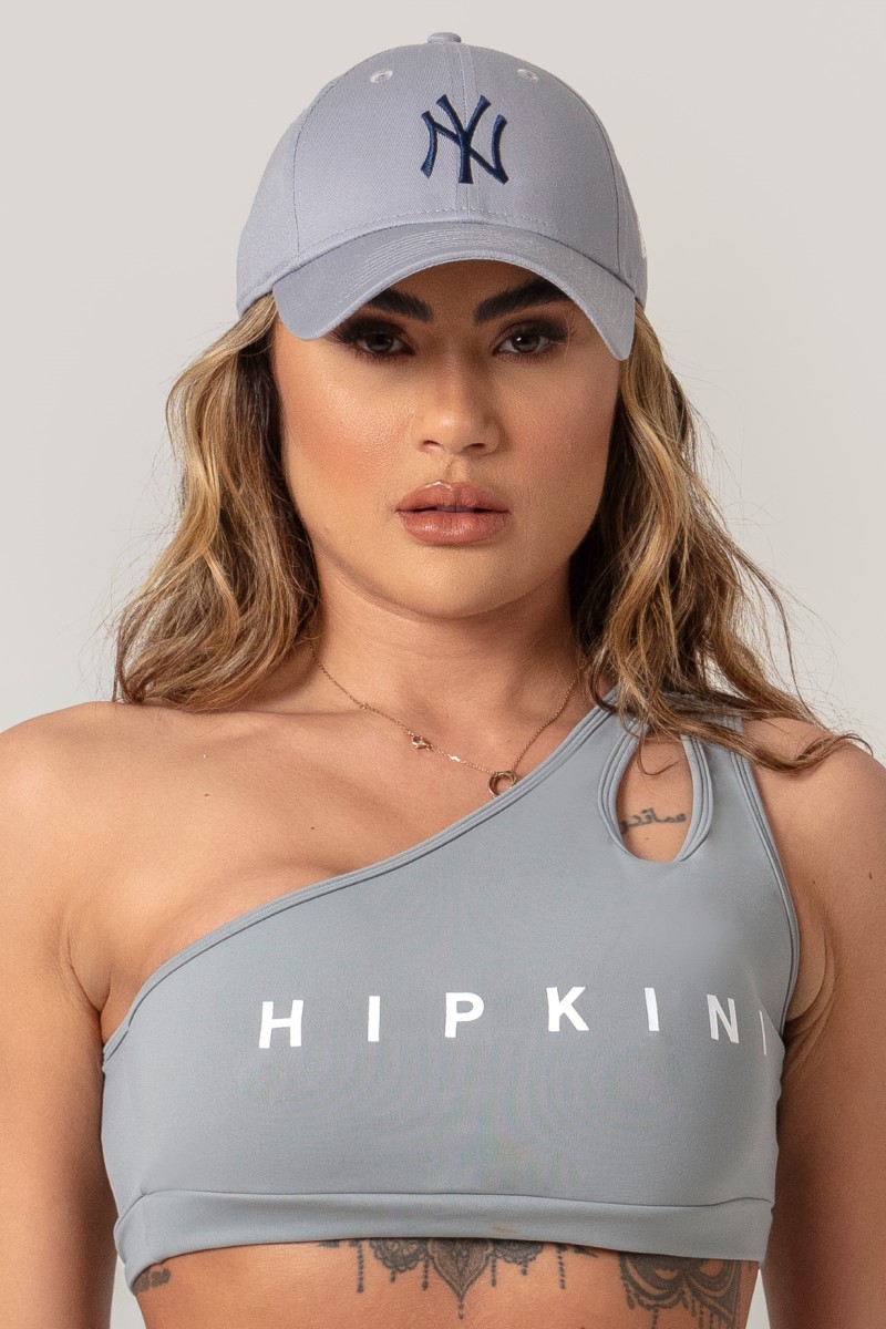 Hipkini - Gray One Shoulder Workout Top - 33330553