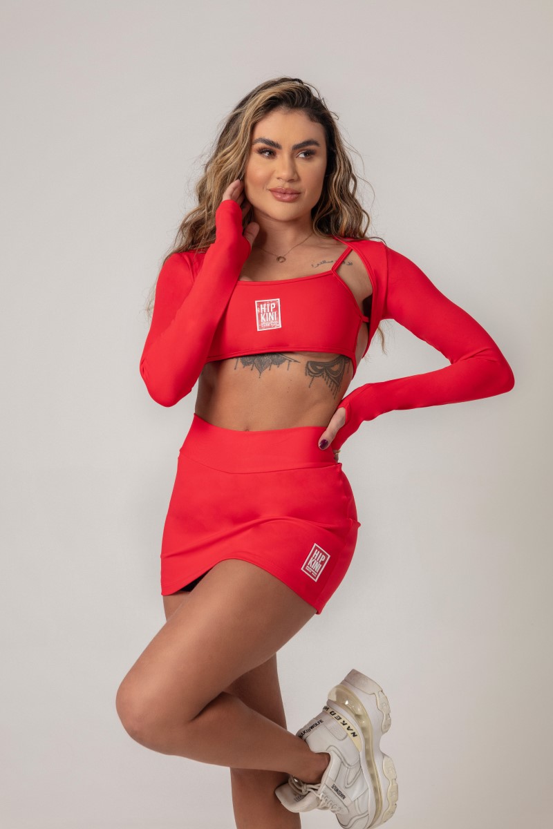 Hipkini - Shorts Saia Workout Vermelho com Emborrachado - 33330548