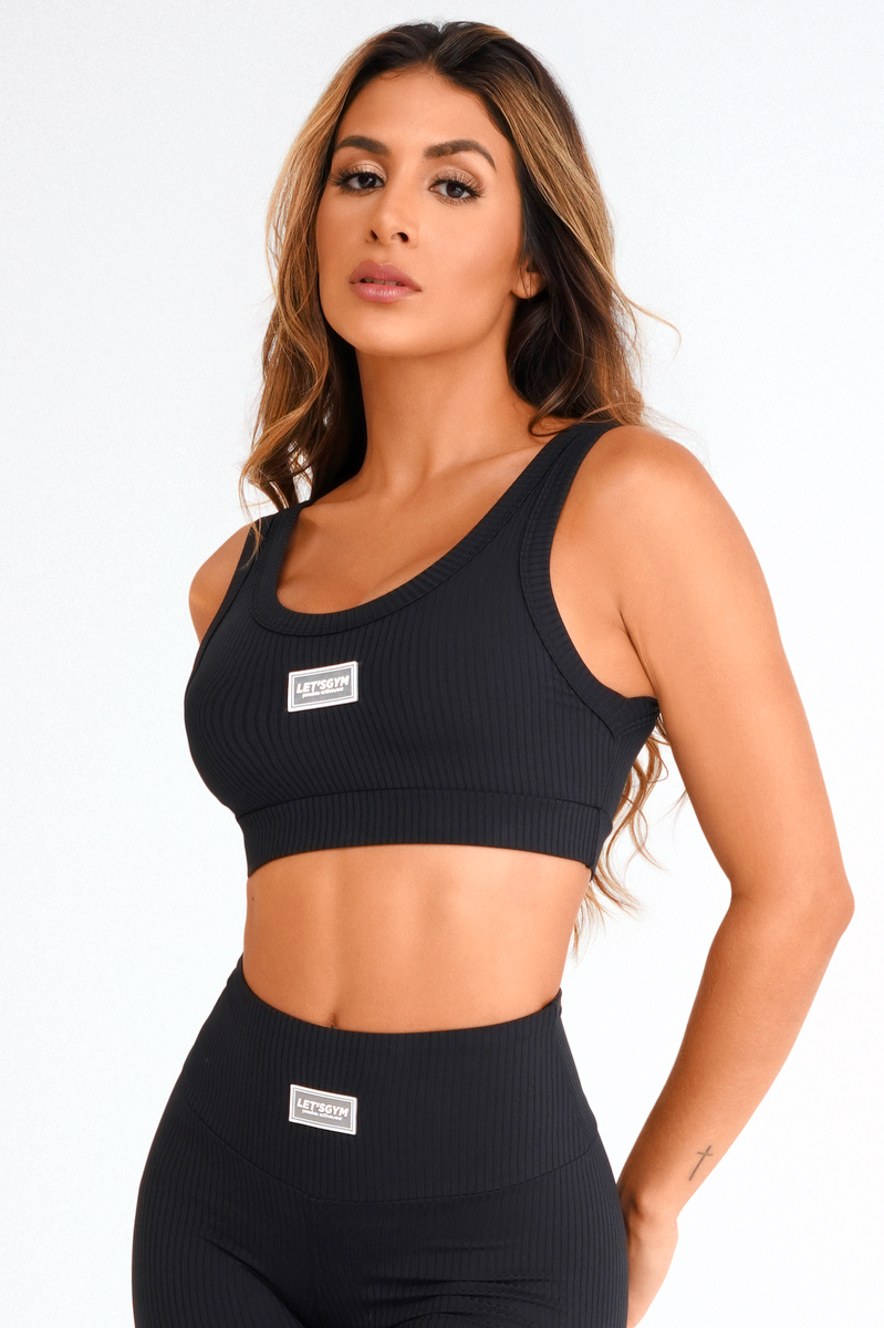 Lets Gym - Top Comfort Rib Black - 2298APT