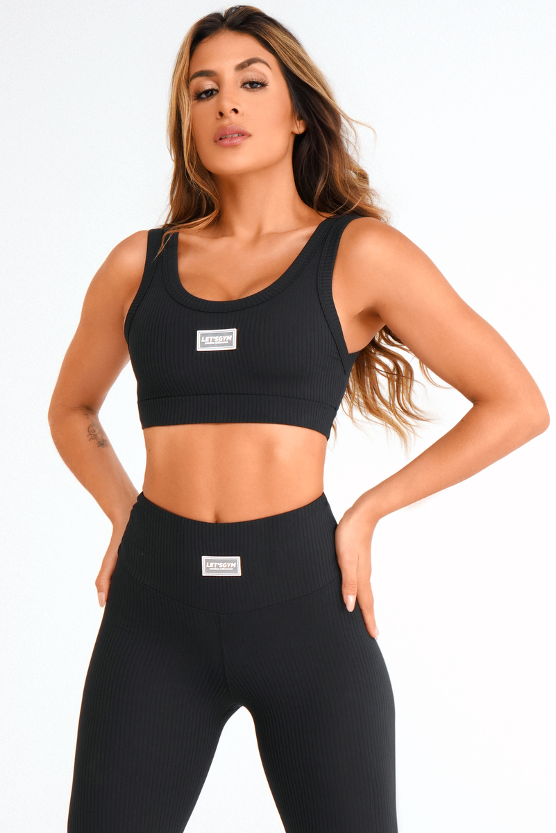 Lets Gym - Top Comfort Rib Black - 2298APT