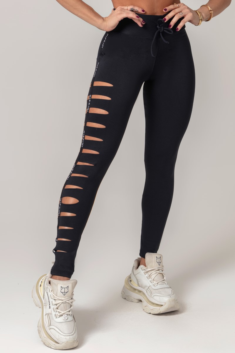 Hipkini - Legging Workout Preta com Recorte na lateral - 33330537