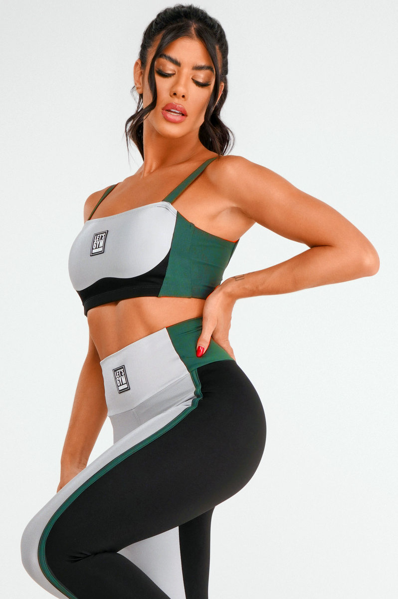 Lets Gym - Top Sligh Prata e Preto - 2384PRPT