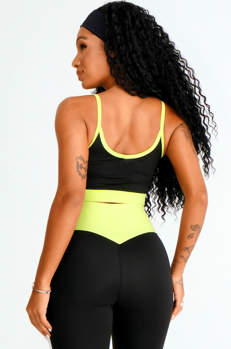 Lets Gym - Top Moon Preto e Verde - 2402PTVDN