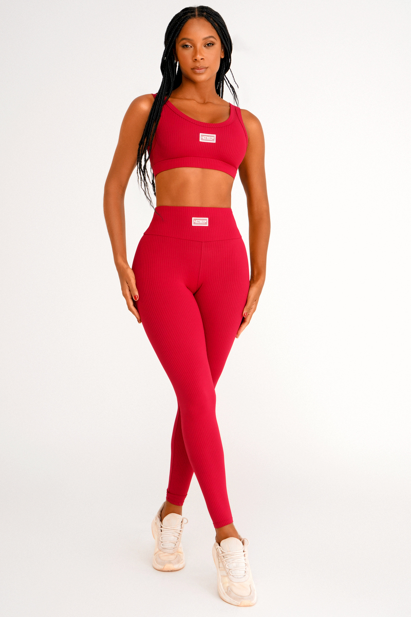 Lets Gym - Red Comfort Leggings - 2299VMR