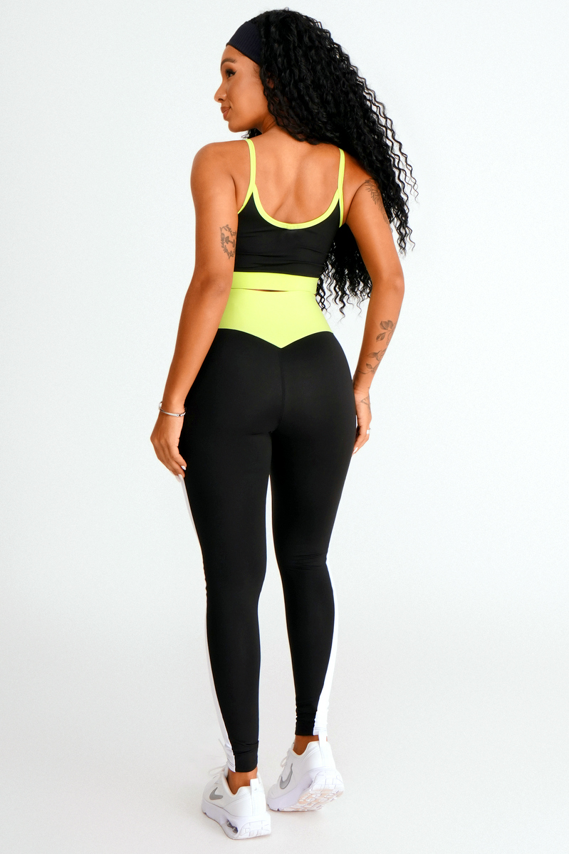 Lets Gym - Black and Green Moon Leggings - 2403PTVDN