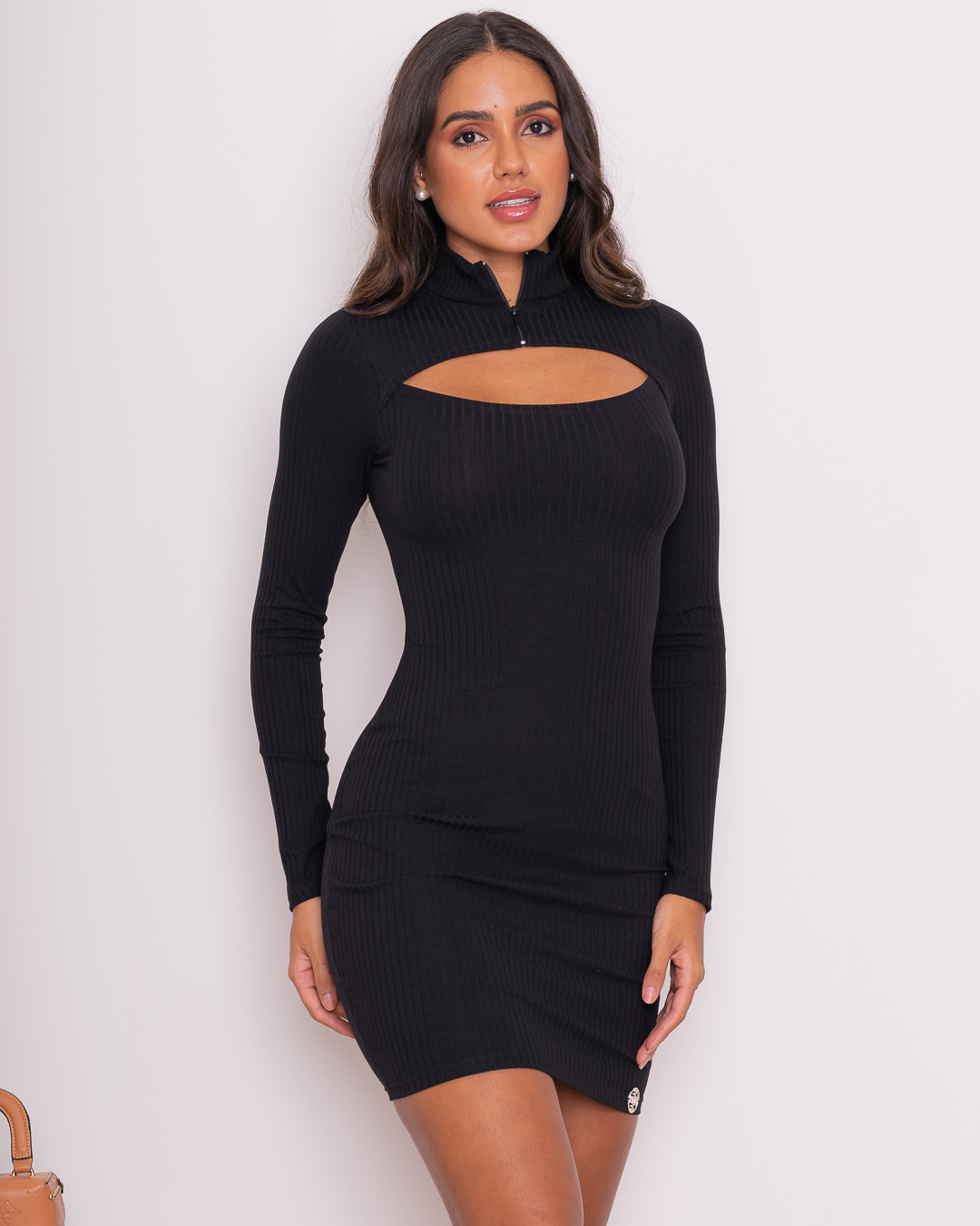 Miss Misses - Dress Miss Misses Ribbed Tube High Neck Black - 18800PRETO